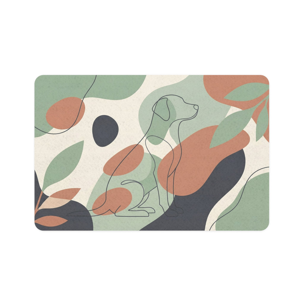 Abstract Botanical Pet Food Mat — Dog & Cat Feeding Placemat