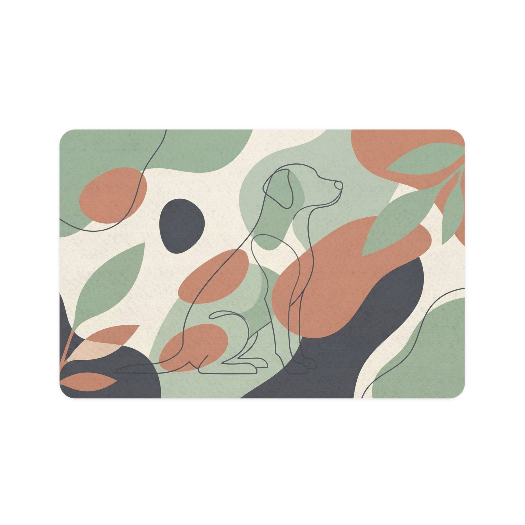 Abstract Botanical Pet Food Mat — Dog & Cat Feeding Placemat