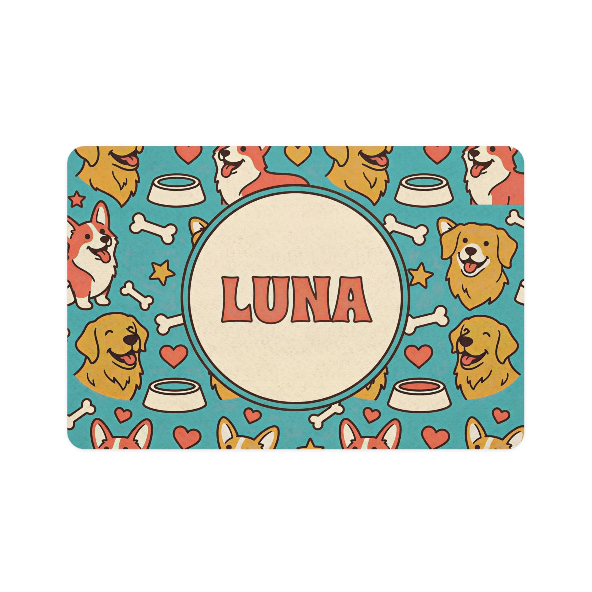 Cute Corgi & Golden Retriever Pattern, Custom Name 'Luna'